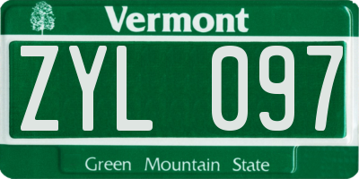 VT license plate ZYL097