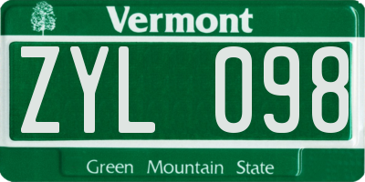 VT license plate ZYL098