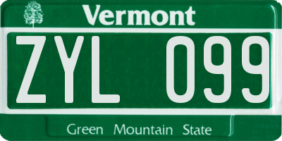 VT license plate ZYL099