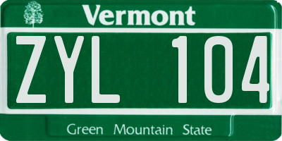 VT license plate ZYL104