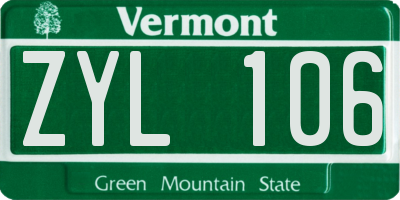 VT license plate ZYL106