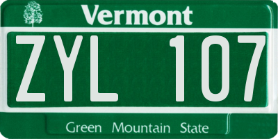 VT license plate ZYL107