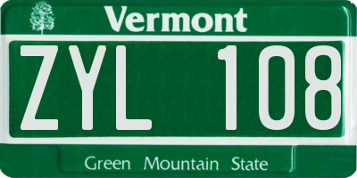 VT license plate ZYL108