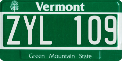 VT license plate ZYL109