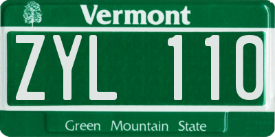 VT license plate ZYL110
