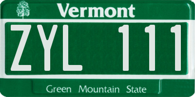 VT license plate ZYL111