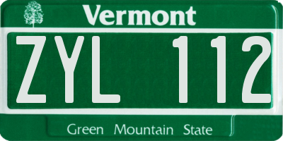 VT license plate ZYL112