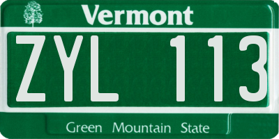 VT license plate ZYL113