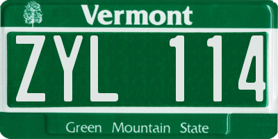 VT license plate ZYL114