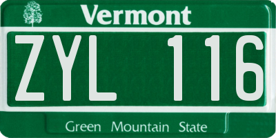 VT license plate ZYL116