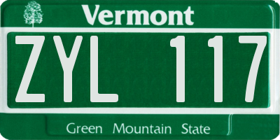 VT license plate ZYL117