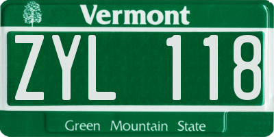 VT license plate ZYL118