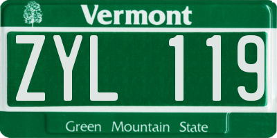 VT license plate ZYL119