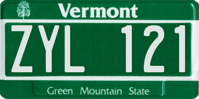 VT license plate ZYL121