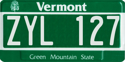VT license plate ZYL127