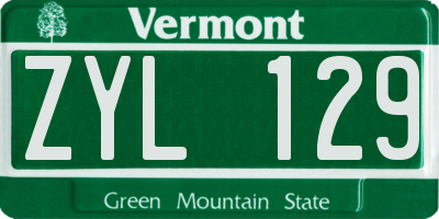 VT license plate ZYL129