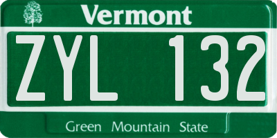VT license plate ZYL132