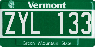 VT license plate ZYL133