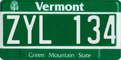 VT license plate ZYL134