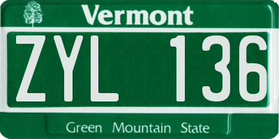 VT license plate ZYL136