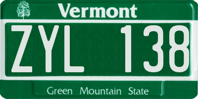 VT license plate ZYL138