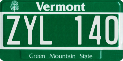 VT license plate ZYL140