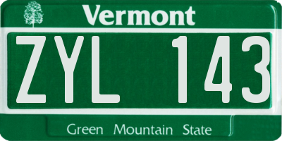 VT license plate ZYL143