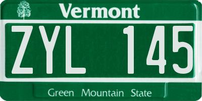 VT license plate ZYL145
