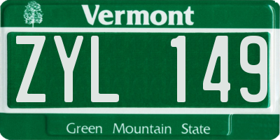VT license plate ZYL149