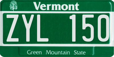 VT license plate ZYL150