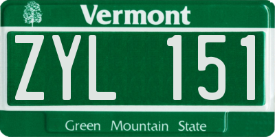 VT license plate ZYL151