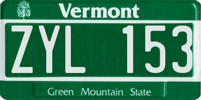 VT license plate ZYL153