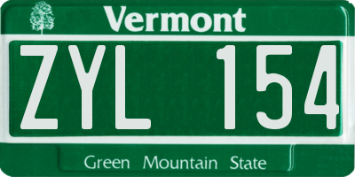VT license plate ZYL154