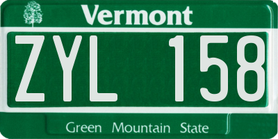 VT license plate ZYL158