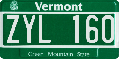 VT license plate ZYL160