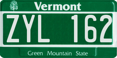 VT license plate ZYL162