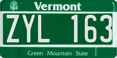VT license plate ZYL163