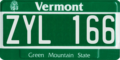 VT license plate ZYL166
