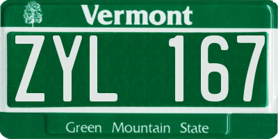 VT license plate ZYL167