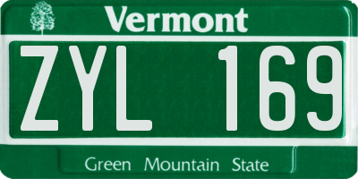 VT license plate ZYL169