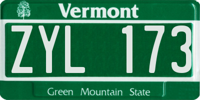 VT license plate ZYL173