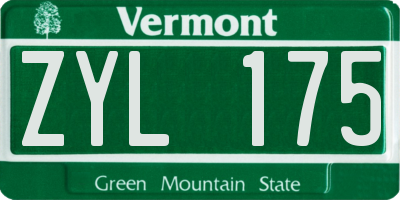 VT license plate ZYL175