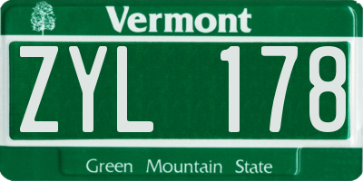 VT license plate ZYL178