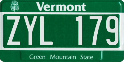 VT license plate ZYL179