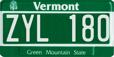 VT license plate ZYL180