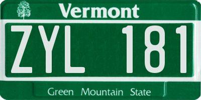 VT license plate ZYL181