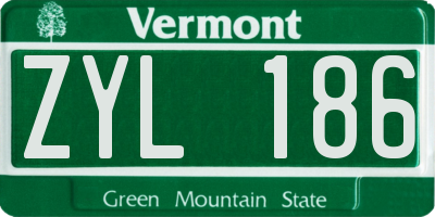 VT license plate ZYL186