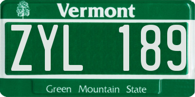 VT license plate ZYL189