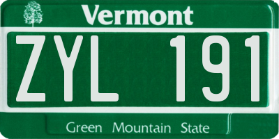 VT license plate ZYL191