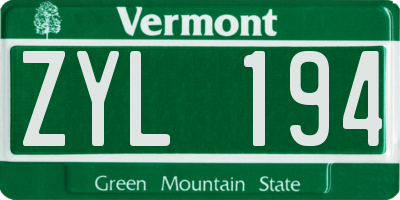 VT license plate ZYL194